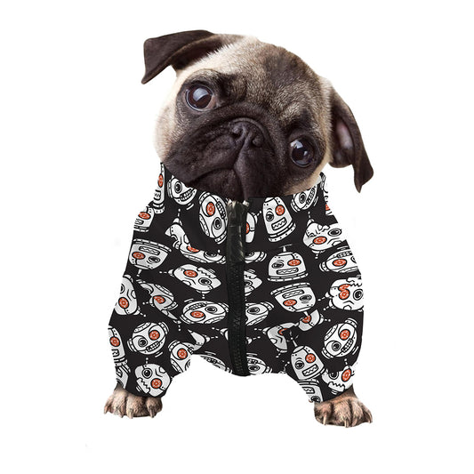 Angry Robot Pattern Print Dog Zip Up Jacket
