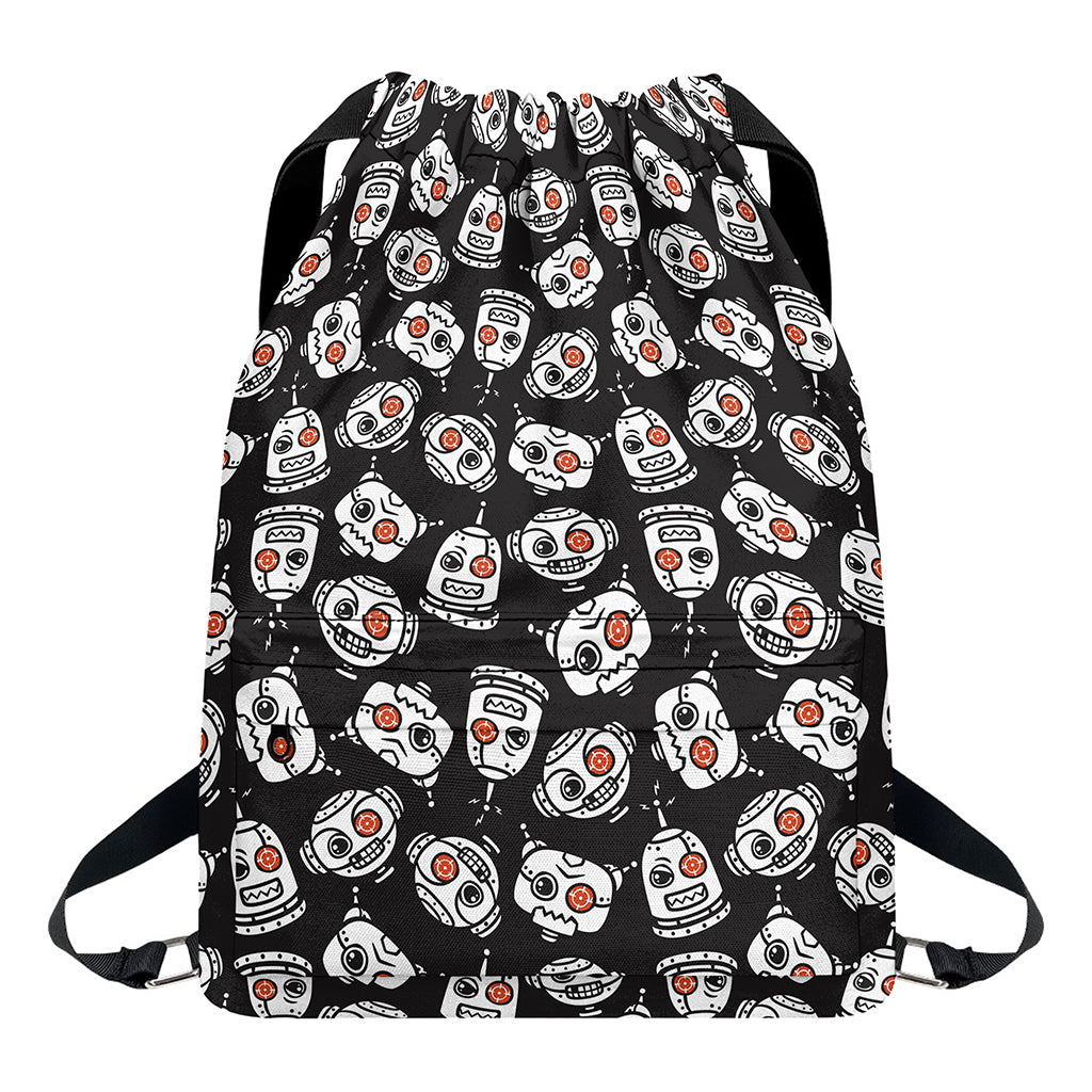 Angry Robot Pattern Print Drawstring Backpack