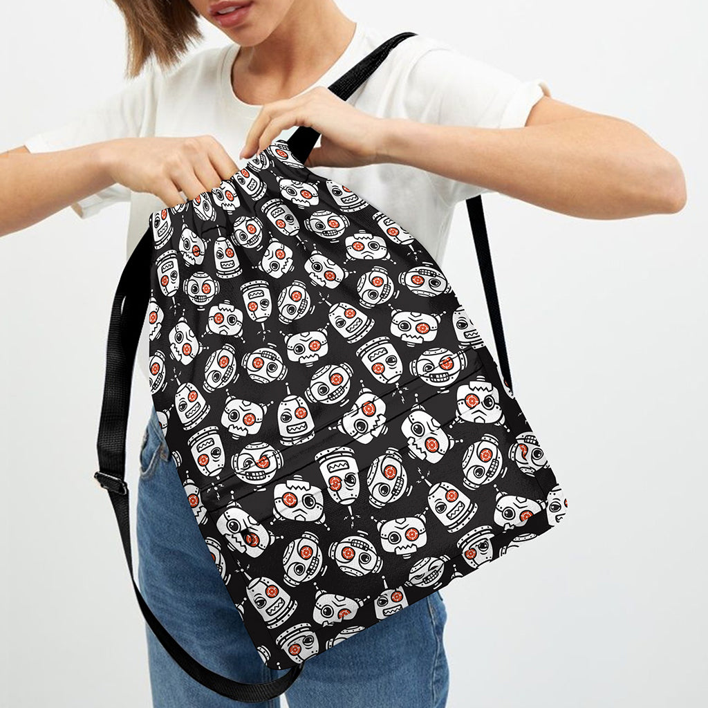 Angry Robot Pattern Print Drawstring Backpack