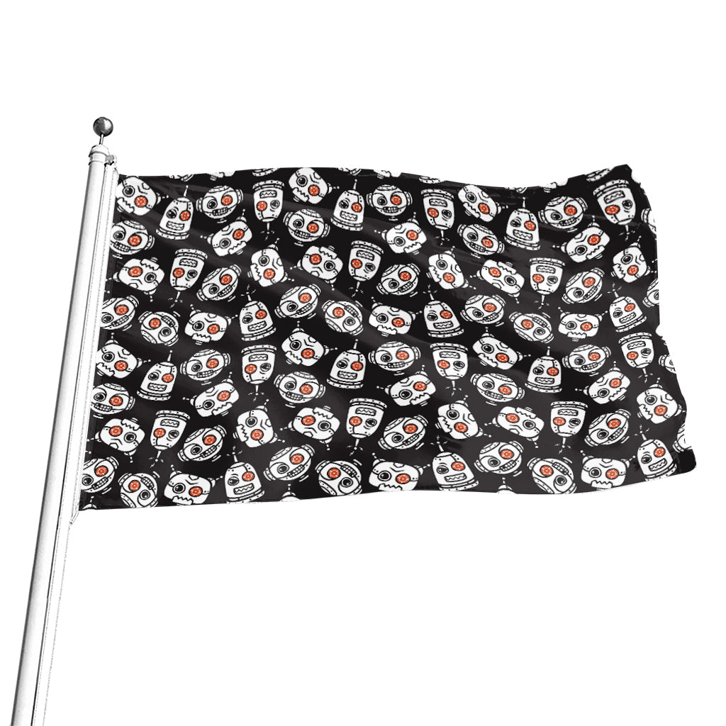Angry Robot Pattern Print Flag