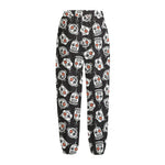 Angry Robot Pattern Print Fleece Lined Knit Pants