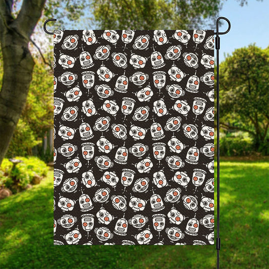 Angry Robot Pattern Print Garden Flag