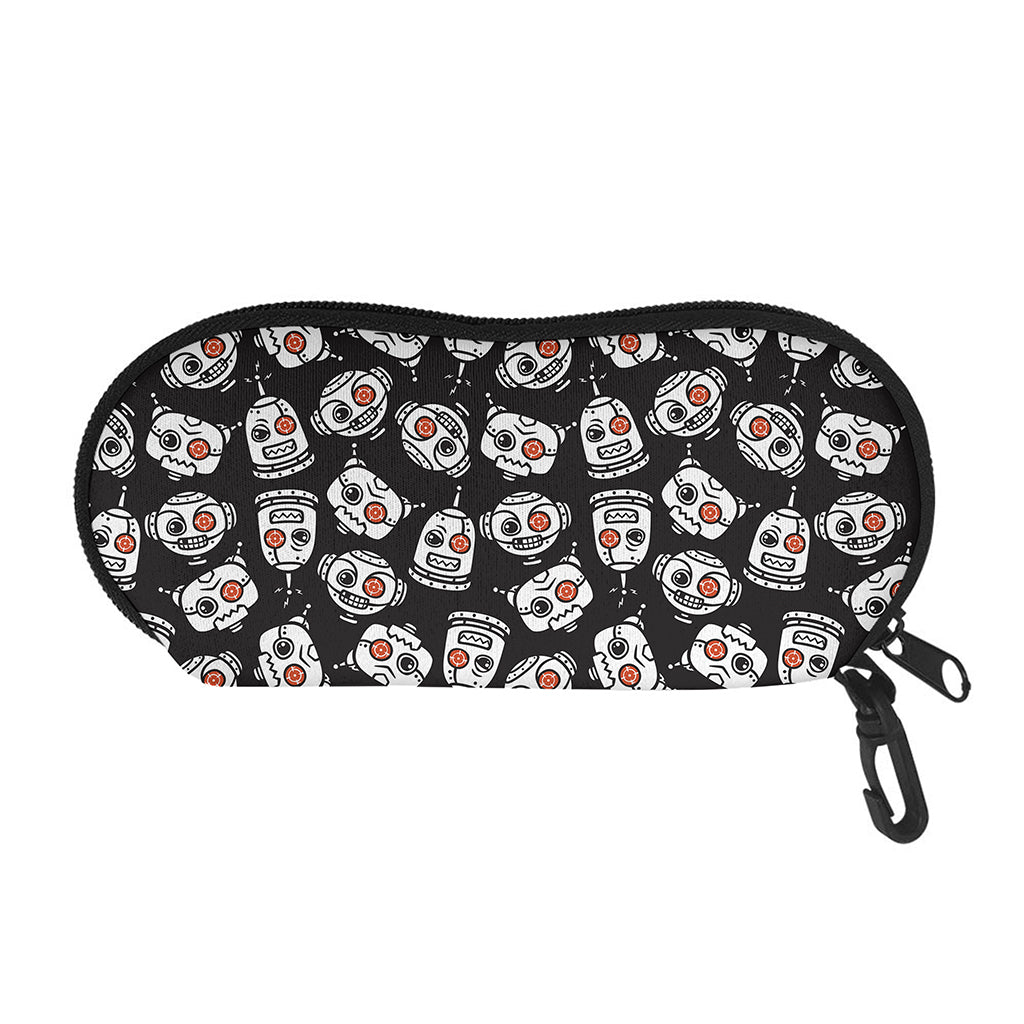 Angry Robot Pattern Print Glasses Case