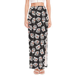 Angry Robot Pattern Print High Slit Maxi Skirt