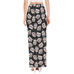 Angry Robot Pattern Print High Slit Maxi Skirt