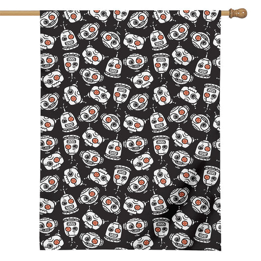 Angry Robot Pattern Print House Flag