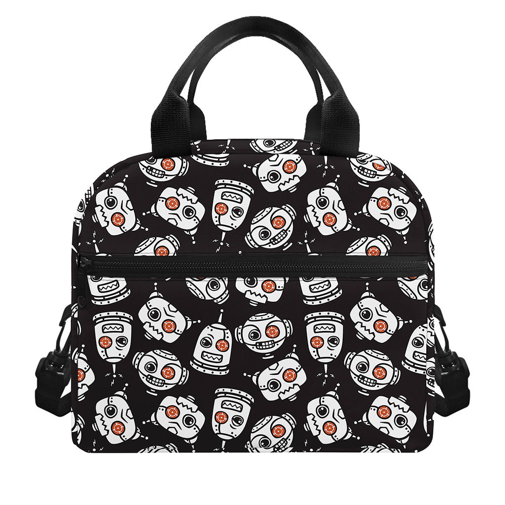 Angry Robot Pattern Print Insulated Lunch Bag