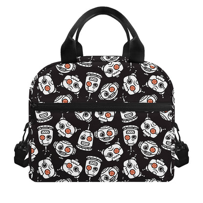Angry Robot Pattern Print Insulated Lunch Bag