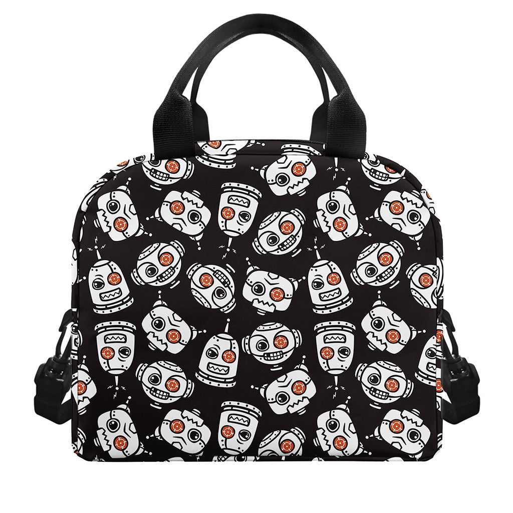 Angry Robot Pattern Print Insulated Lunch Bag