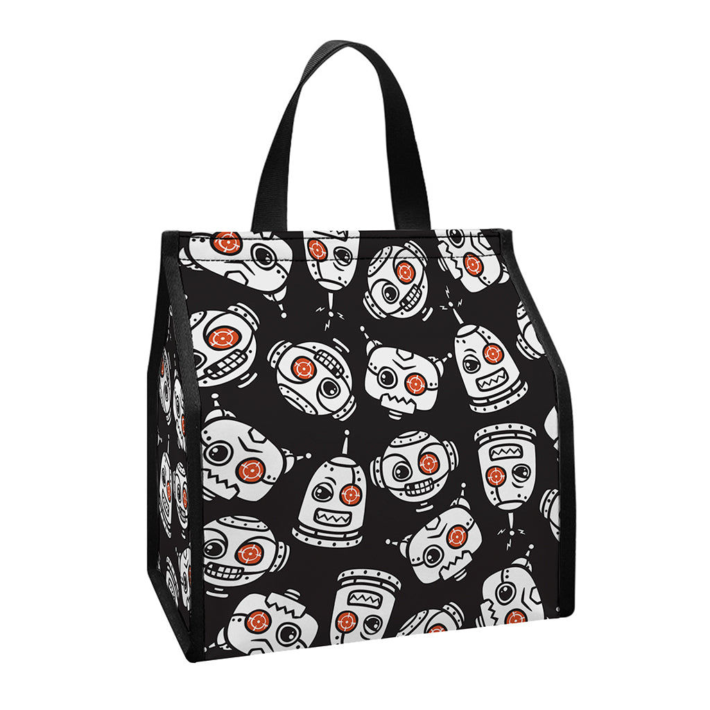 Angry Robot Pattern Print Insulated Lunch Tote