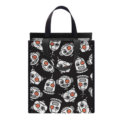 Angry Robot Pattern Print Insulated Lunch Tote