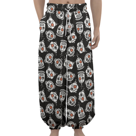 Angry Robot Pattern Print Lantern Pants
