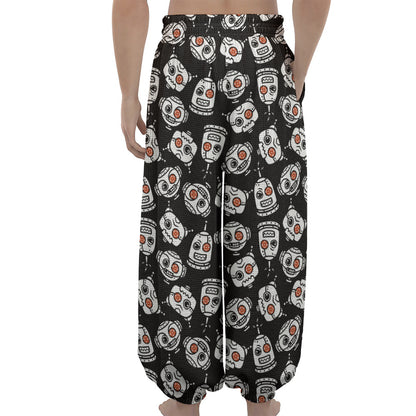 Angry Robot Pattern Print Lantern Pants