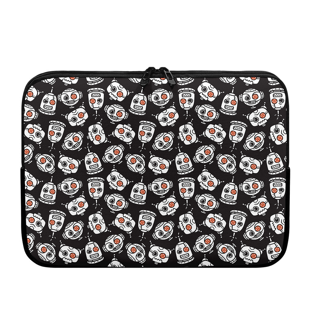 Angry Robot Pattern Print Laptop Sleeve