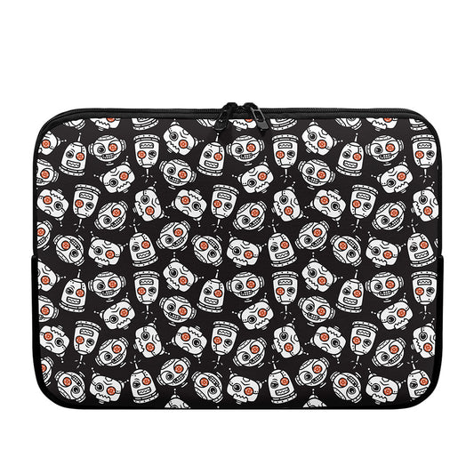 Angry Robot Pattern Print Laptop Sleeve