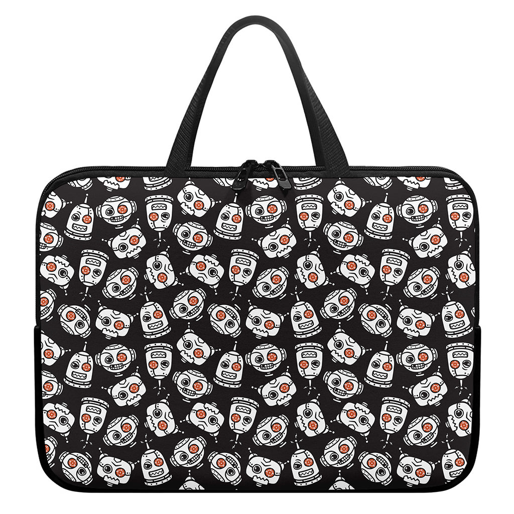 Angry Robot Pattern Print Laptop Sleeve With Handle