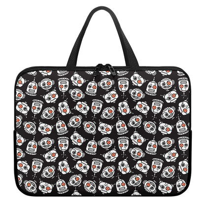Angry Robot Pattern Print Laptop Sleeve With Handle