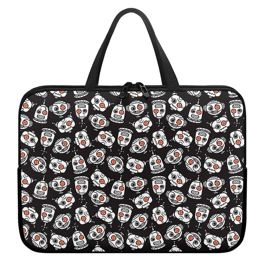 Angry Robot Pattern Print Laptop Sleeve With Handle