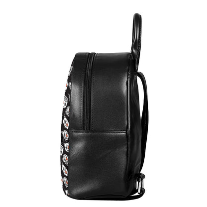 Angry Robot Pattern Print Leather Backpack