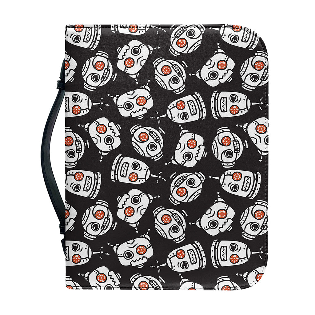 Angry Robot Pattern Print Leather Bible Cover