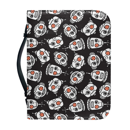 Angry Robot Pattern Print Leather Bible Cover