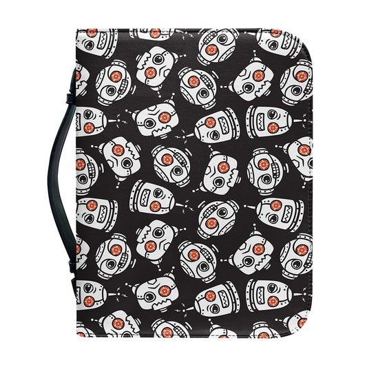 Angry Robot Pattern Print Leather Bible Cover