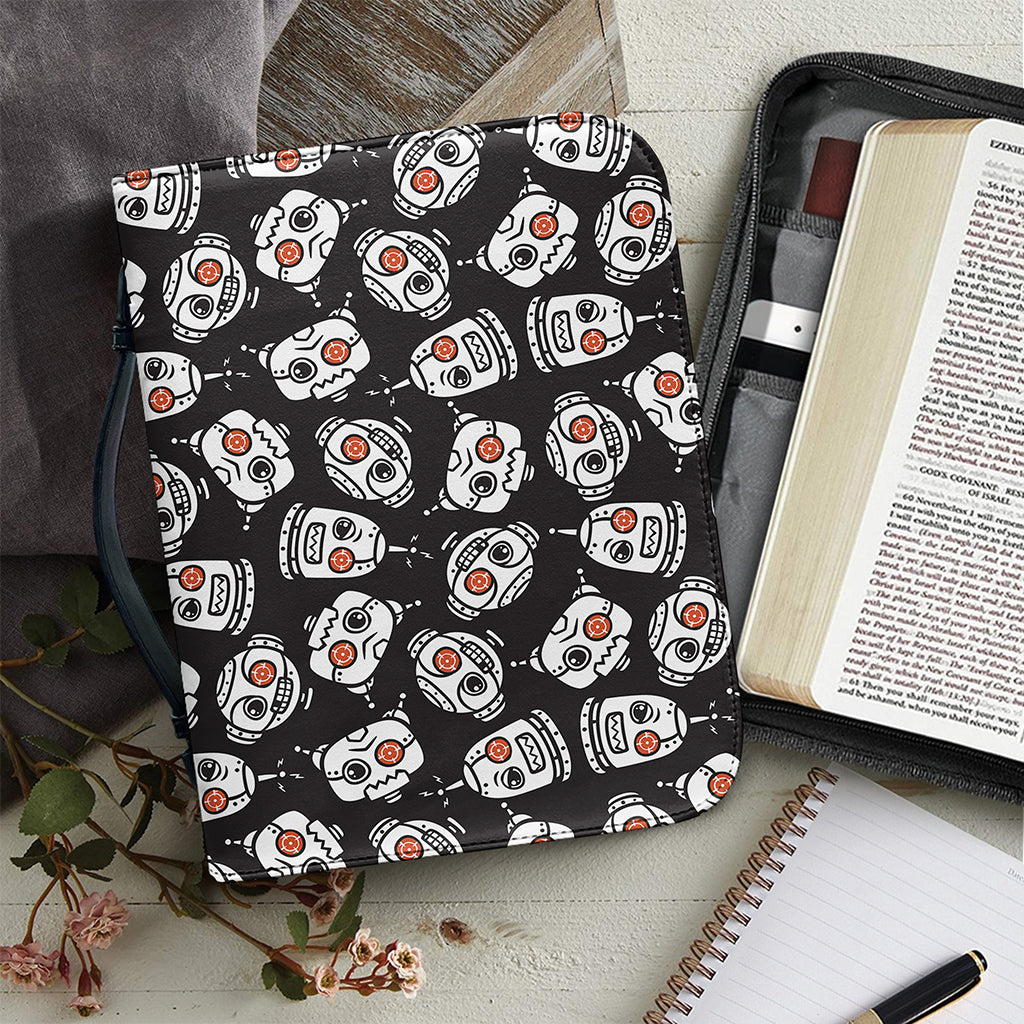 Angry Robot Pattern Print Leather Bible Cover