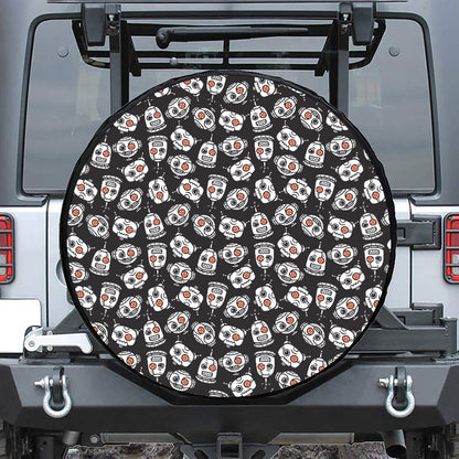 Angry Robot Pattern Print Leather Spare Tire Cover