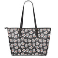 Angry Robot Pattern Print Leather Tote Bag With Zipper