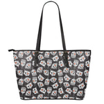 Angry Robot Pattern Print Leather Tote Bag