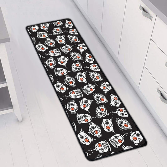 Angry Robot Pattern Print Long Kitchen Mat