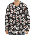 Angry Robot Pattern Print Long Sleeve Baseball Jersey