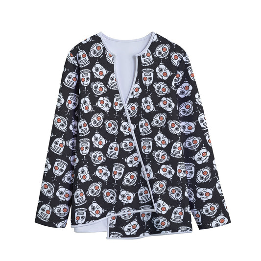 Angry Robot Pattern Print Long Sleeve Short Coat
