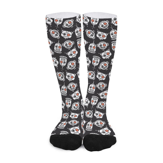 Angry Robot Pattern Print Long Socks