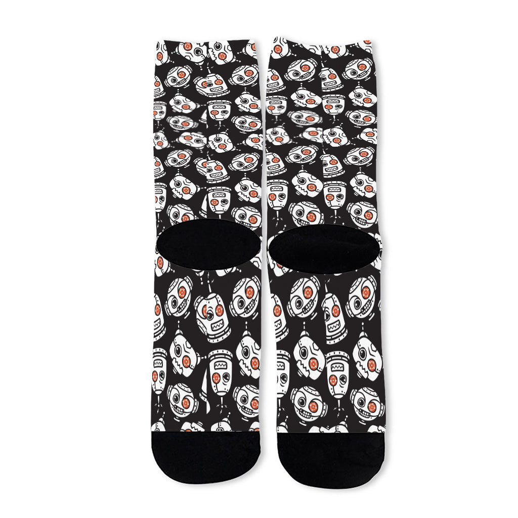 Angry Robot Pattern Print Long Socks