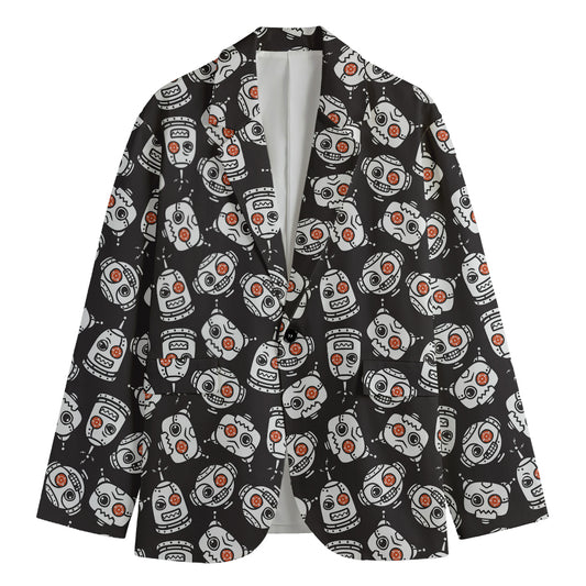 Angry Robot Pattern Print Men's Blazer