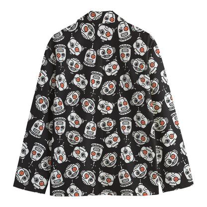 Angry Robot Pattern Print Men's Blazer