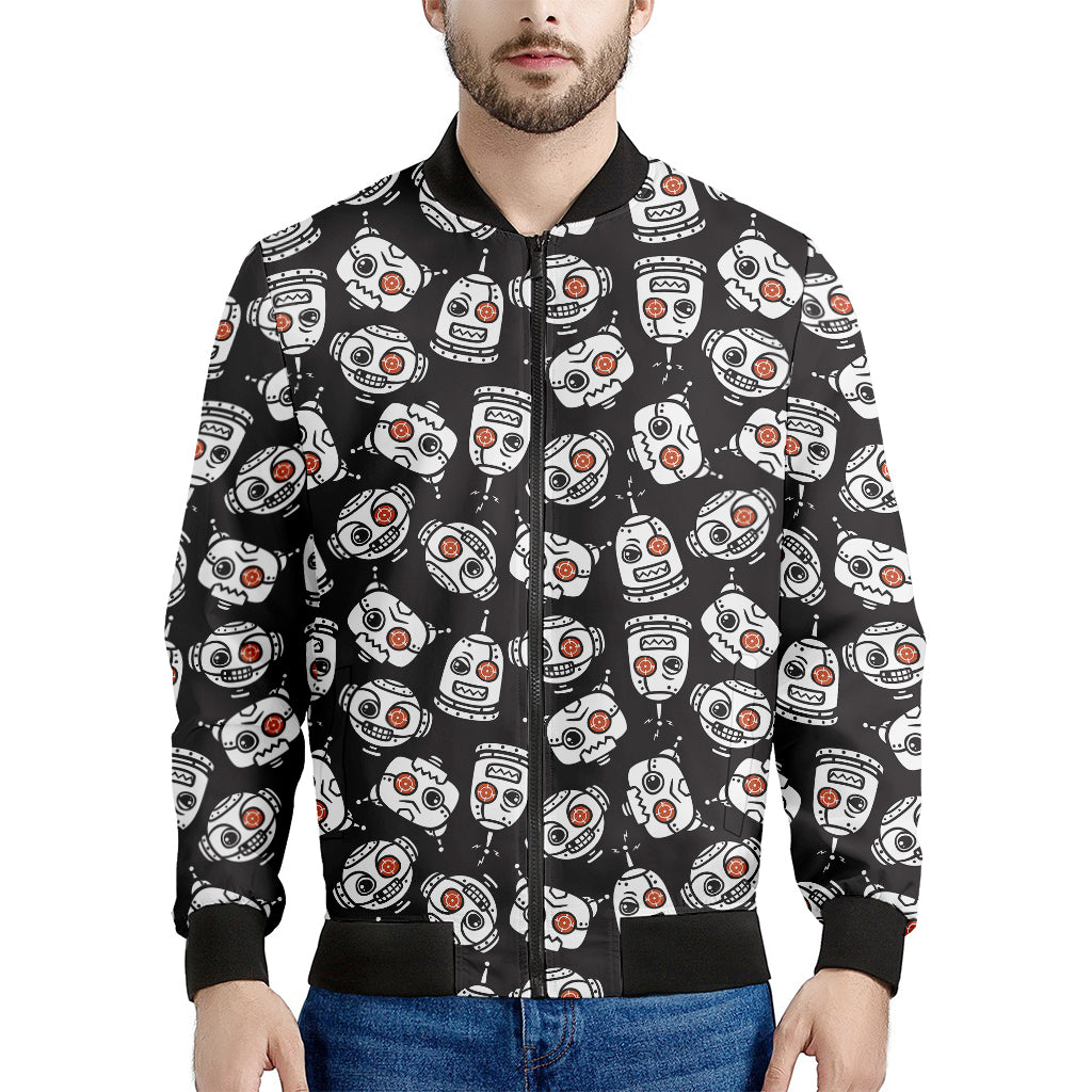 Angry Robot Pattern Print Men's Bomber Jacket