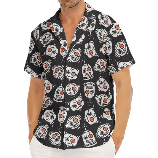 Angry Robot Pattern Print Men's Deep V-Neck Shirt