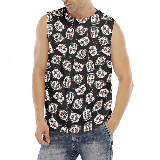 Angry Robot Pattern Print Men's Fitness Tank Top