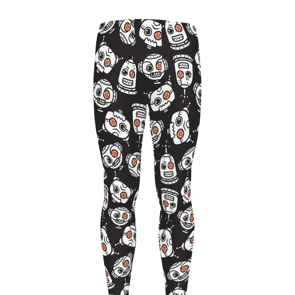 Angry Robot Pattern Print Men's leggings