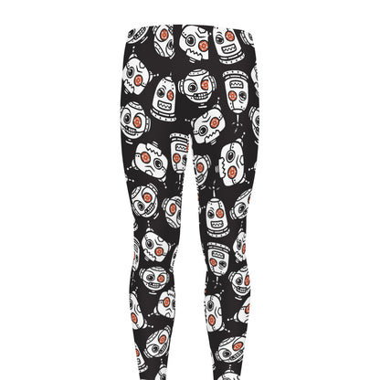 Angry Robot Pattern Print Men's leggings