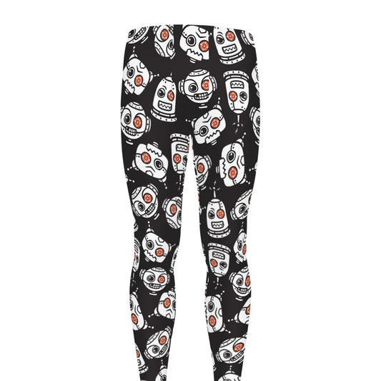 Angry Robot Pattern Print Men's leggings