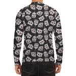 Angry Robot Pattern Print Men's Long Sleeve Rash Guard