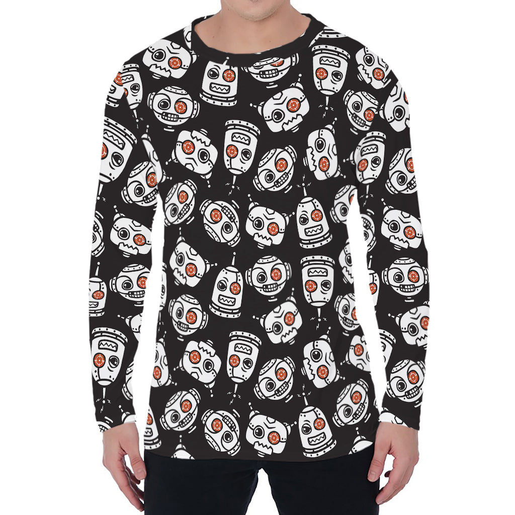 Angry Robot Pattern Print Men's Long Sleeve T-Shirt