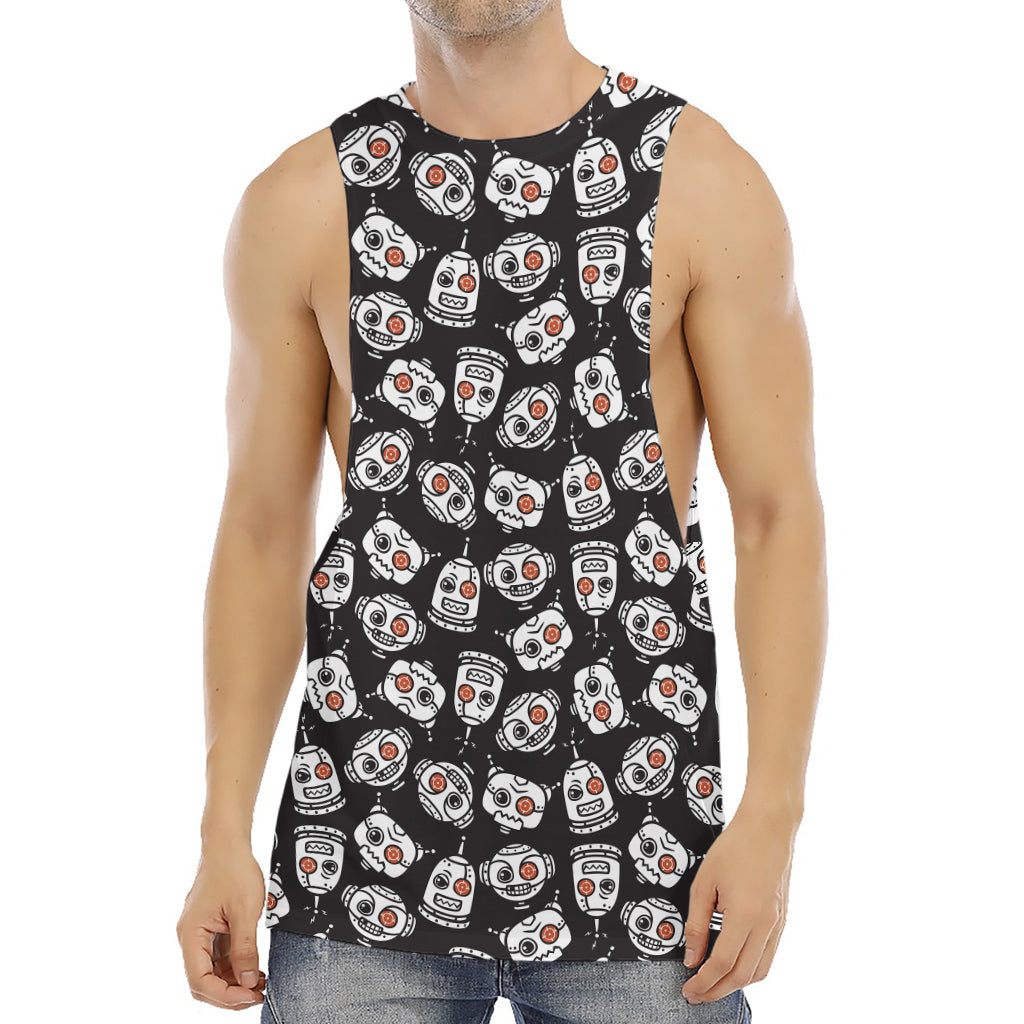 Angry Robot Pattern Print Men's Muscle Tank Top