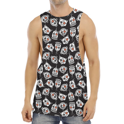 Angry Robot Pattern Print Men's Muscle Tank Top