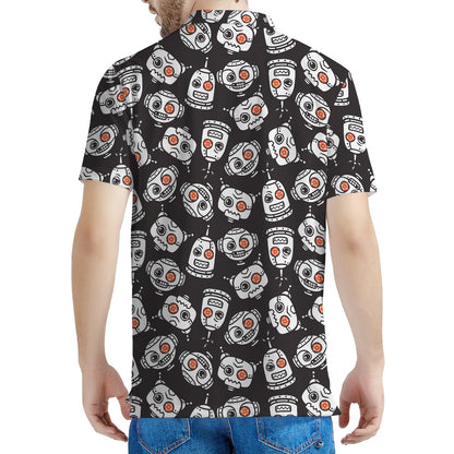 Angry Robot Pattern Print Men's Polo Shirt