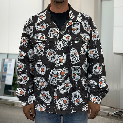 Angry Robot Pattern Print Men's Shirt Jacket