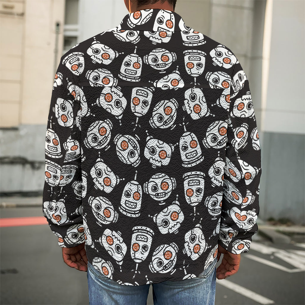 Angry Robot Pattern Print Men's Shirt Jacket